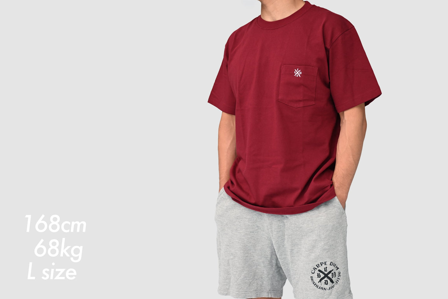 Embroidery logo pocket-T-shirt - Burgundy