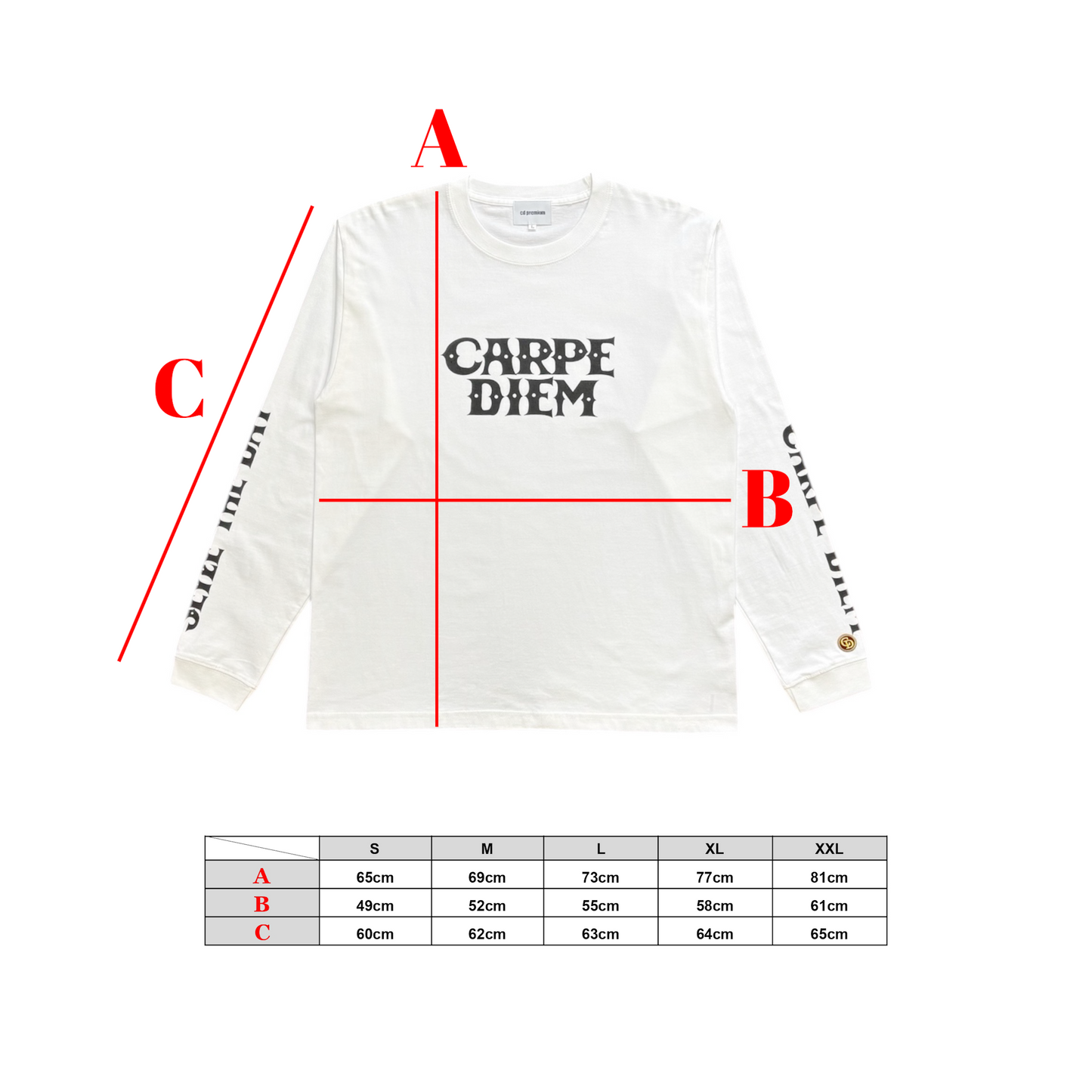 CARPE DIEM Logo L/S T-shirt - White【Premium】