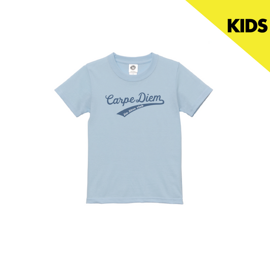 【KIDS】Cursive Logo T-shirt - Light Blue