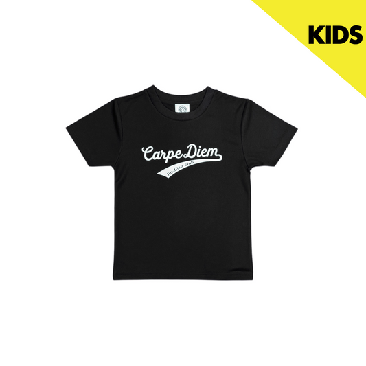 【KIDS】DRY-FIT Cursive Logo T-shirt - Black