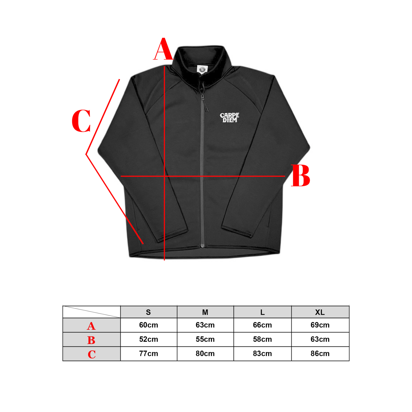 CARPE DIEM EMBROIDERY FULL-ZIP - Black