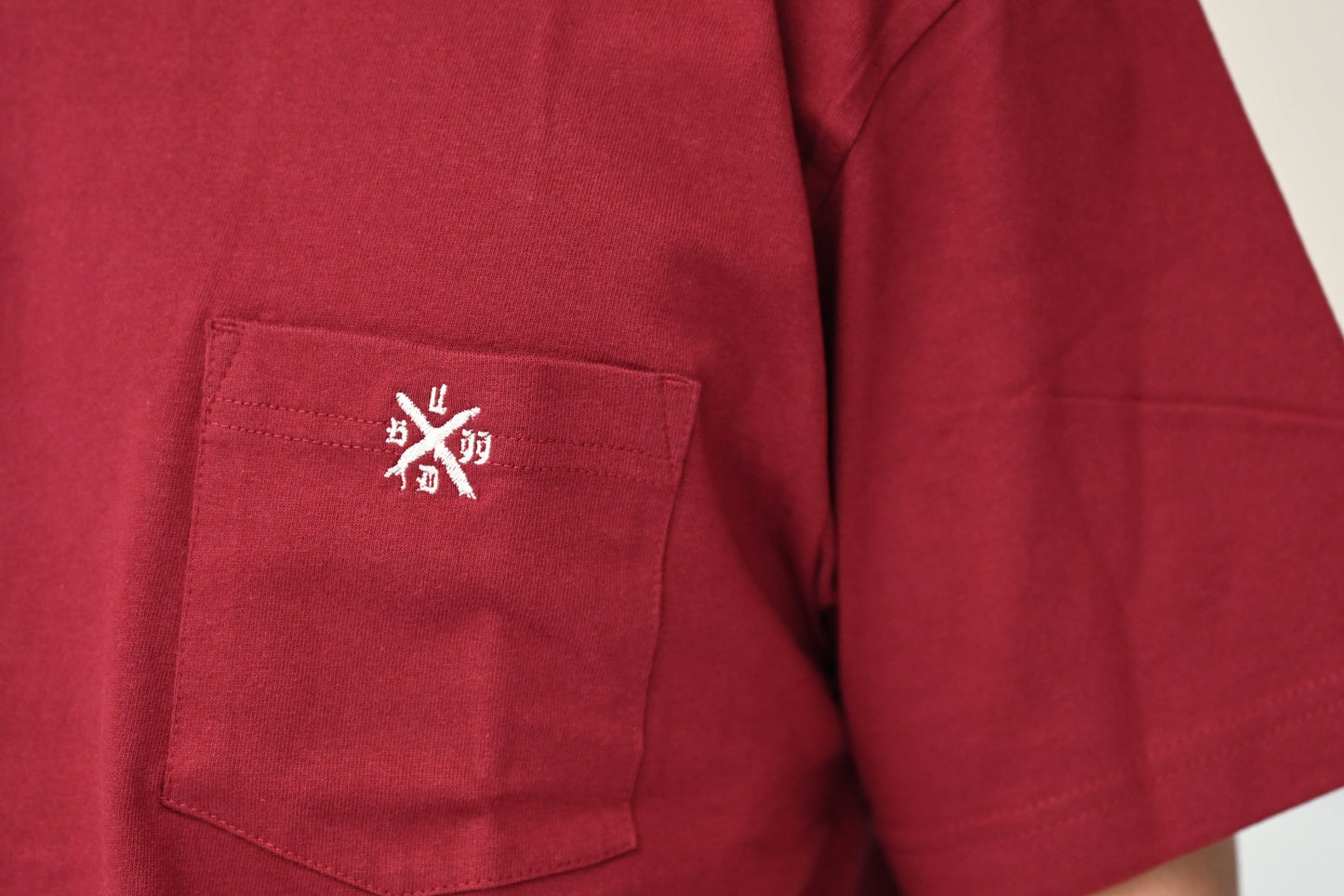 Embroidery logo pocket-T-shirt - Burgundy