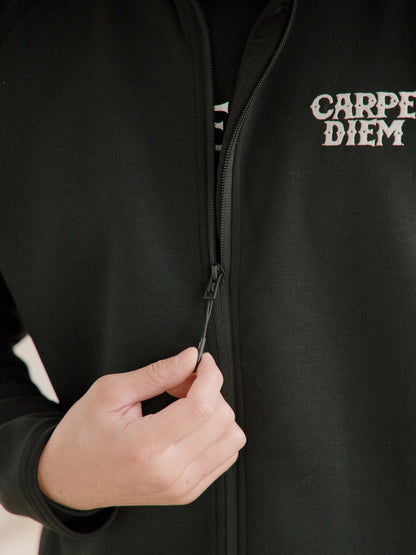 CARPE DIEM EMBROIDERY FULL-ZIP - Black