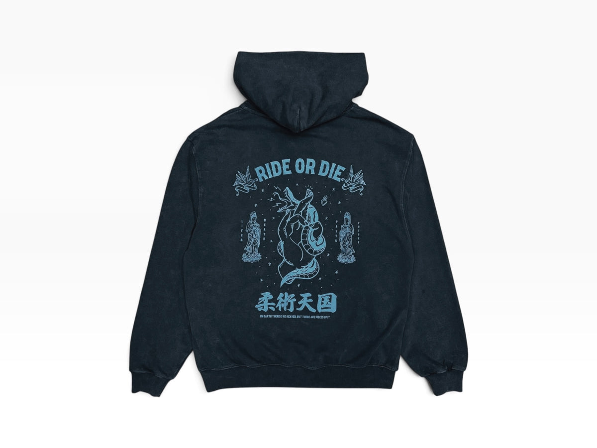 【10月2日金曜日12:00販売開始】柔術天国 RIDE OR DIE HOODIE - Fade Black【Premium】