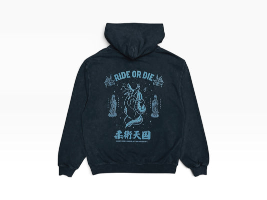 【10月2日金曜日12:00販売開始】柔術天国 RIDE OR DIE HOODIE - Fade Black【Premium】