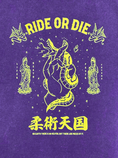 柔術天国 RIDE OR DIE T-SHIRT - Fade Purple