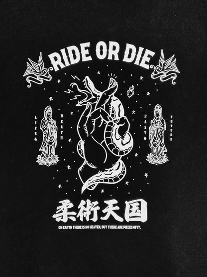 柔術天国 RIDE OR DIE T-SHIRT - Fade Black